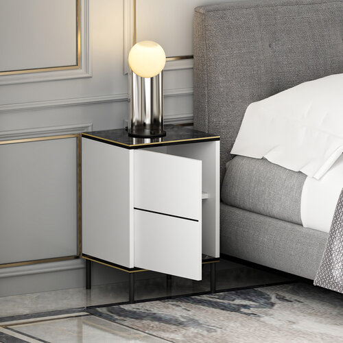Noční stolek Imaj White Marble