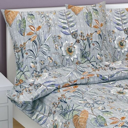 Bellatex Крепова постільна білизна Листя фіолетовий , 140 x 200 см, 70 x 90 см