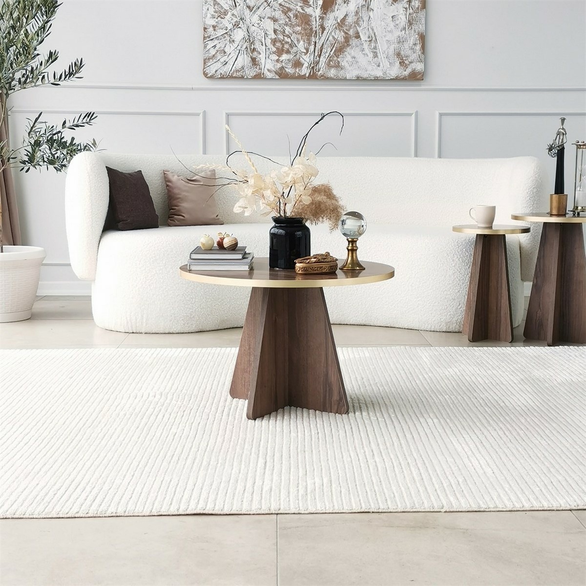 Konferenčný stolík Mushroom Gold and Walnut