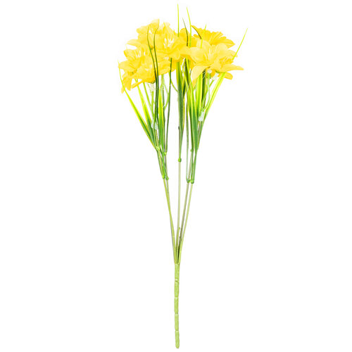 Buchet de narcise artificiale cu 15 flori,  galben, 32 cm