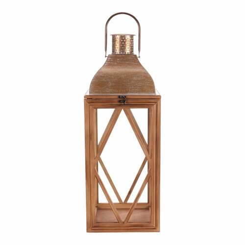 Zestaw drewnianych latarni Gineta 3 szt., brązowy