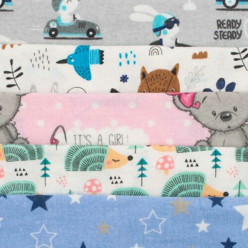 New Baby Фланелеві пелюшки з принтом Standard, 70x 80 см, набір з 10 штук