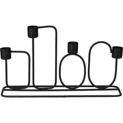 Kovový svícen na 4 svíčky Tosca černá, 27 x 15,7 x7 cm