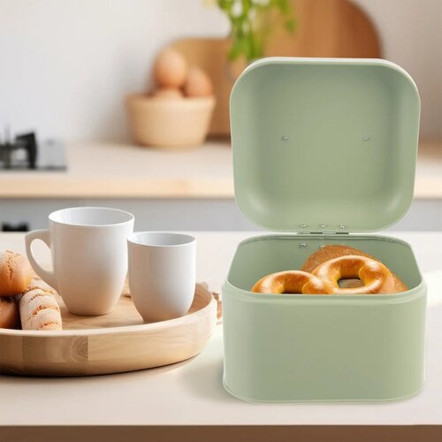 Orion Cutie pentru pâine din tablă Greenish, 20 x20 x 17 cm