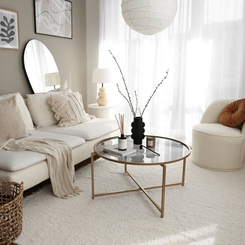 Măsuță de cafea Sun Gold cu sticlă fumurie