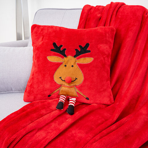 4Home Weihnachtskissenbezug Happy Reindeer, 40 x 40 cm