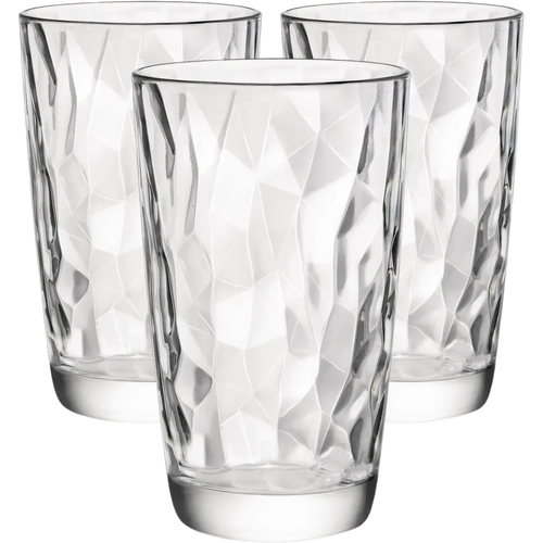 Bormioli Rocco 3-teiliges Gläser-Set für Longdrink Diamond 470 ml
