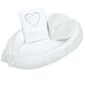 New Baby Cuib de lux cu pernă și pătură din MinkyHeart, alb