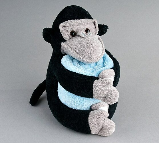 Plyšová opička s dekou, čierna