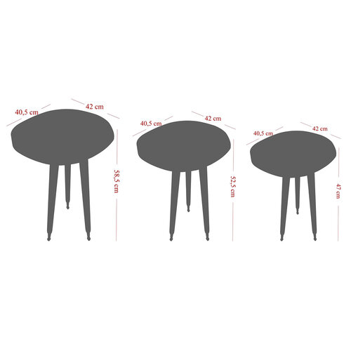 Măsuță auxiliară Pizzo, 3 buc.