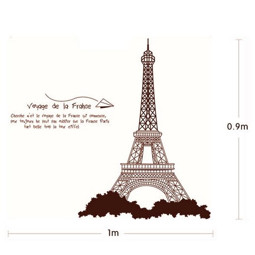 Samolepiaca dekorácia Eiffelova veža hnedá