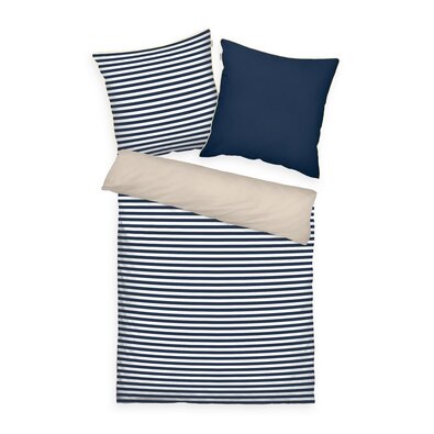 Tom Tailor Lenjerie de pat Percale Dark Navy - Sunny Sand, 140 x 200, 70 x 90 cm