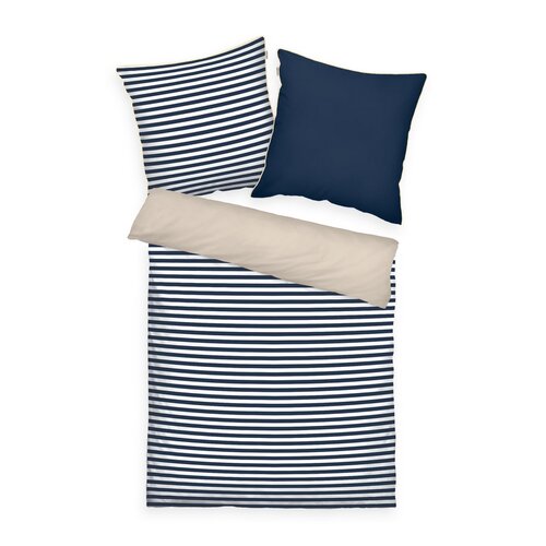 Tom Tailor Lenjerie de pat Percale Dark Navy - Sunny Sand, 140 x 200, 70 x 90 cm