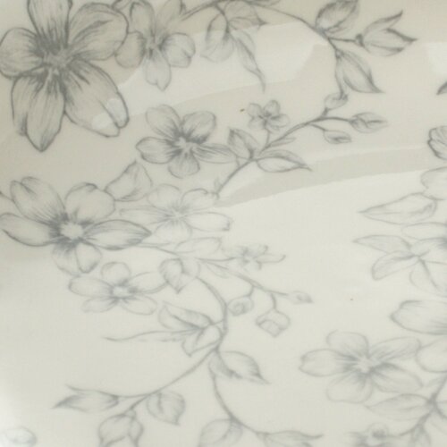 Komplet 6 globokih krožnikov Delicate Flowers 20 cm, sivi