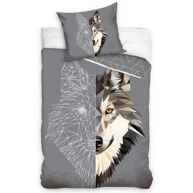 Lenjerie de pat din bumbac Geometric Art Wolf, 140 x 200 cm, 70 x 90 cm