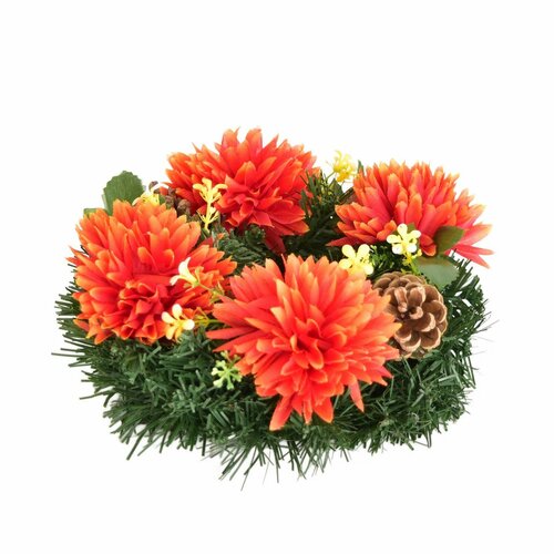Dušičkový venček okrašen jesenskimi cvetovi 20 cm,oranžna