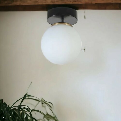 Lampa sufitowa Yeni Can Tekli Siyah Beyaz Camli  Avize, czarny-biały