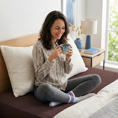 4Home jersey rjuha IDEAL temno rjava, 200–220 x 200 cm