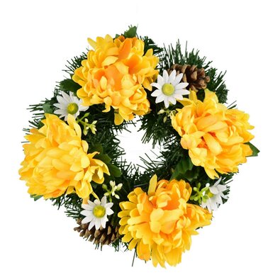Coroană funerară Crizanteme galbene, 20 cm