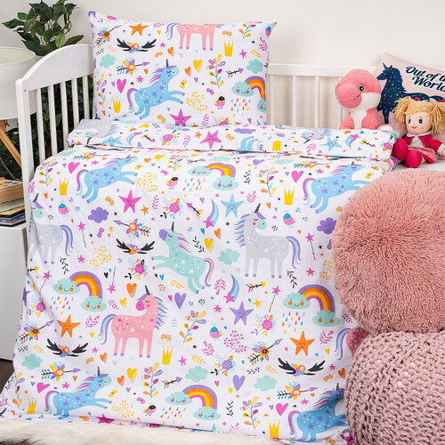 4Home Baumwollbettwäsche für Kinder Unicorns, 100 x 135 cm, 40 x 60 cm