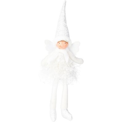 Vánoční dekorace Andílek sedící, 40 cm, stříbrná