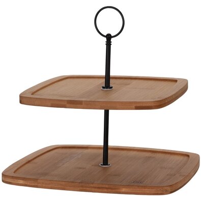 EH dvonadstropni servirni stojalo Florence, 25 x25 x 23,5 cm, bambus