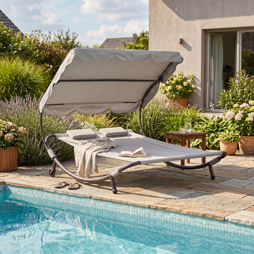 Relaxačné lehátko pre 2 osoby Craftfield Bahama,sivé