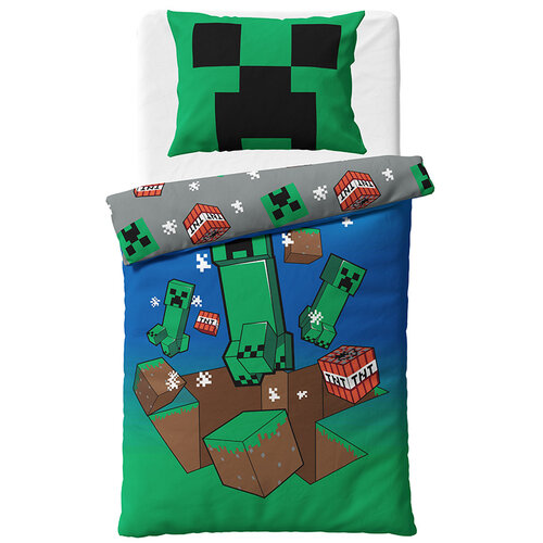 Kinderbettwäsche Minecraft Creeper Explode, 140 x 200 cm, 70 x 90 cm