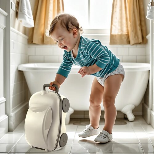 Dolu Дитячий нічний горщик дорожній, переносний, бежевий, 18,5 x 35,5 x 23 см