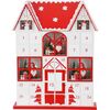 Calendar de advent cu lumini LED Santa´s house roșu, 29 x 7 x 37 cm