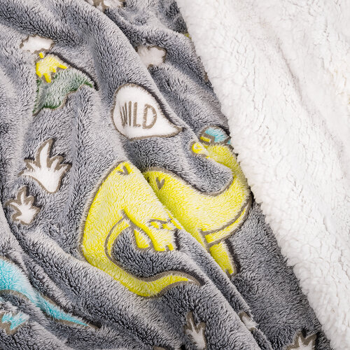 4Home Leuchtende Decke Lammfelloptik Dino, 150 x 200 cm