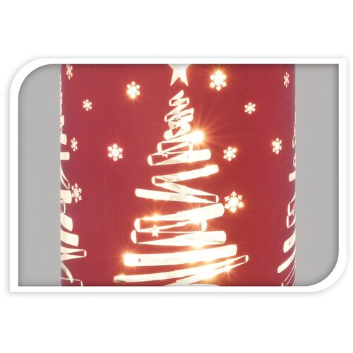 Vianočná LED dekorácia Cylinder with snowflakes červená, 7 x 15 cm