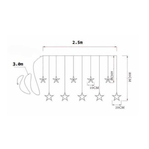 Sharks Weihnachtsbeleuchtung Sterne Warmweiß, 115LEDs