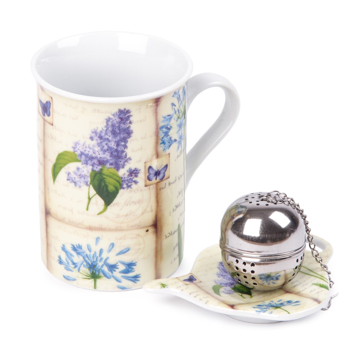 Sada hrnčeka 250 ml, čajítka a tanierika Orgován