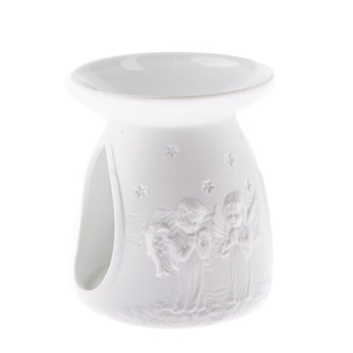 Porcelanowy kominek zapachowy Two angels biały, 12 x 11 cm