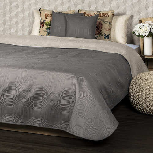 4Home Tagesdecke Doubleface Taupe/Beige, 220 x 240 cm, 2x 40 x 40 cm