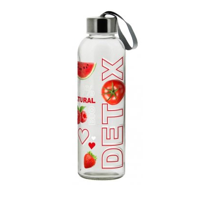 Mäser Sklenená fľaša Detox Strawberry, 0,5 l
