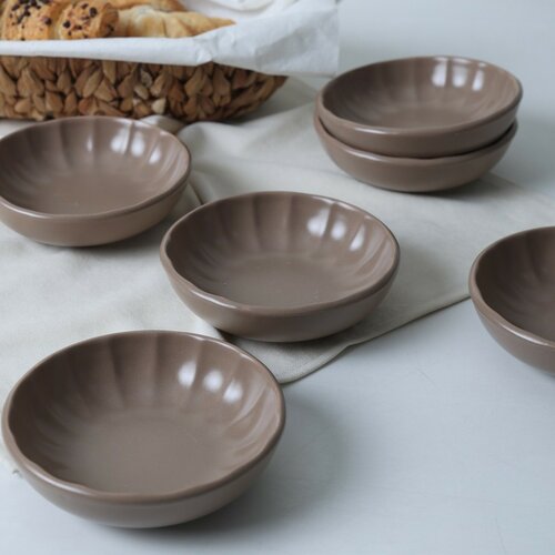 Sada 6 kameninových misek Laguna 12 cm, hnědá