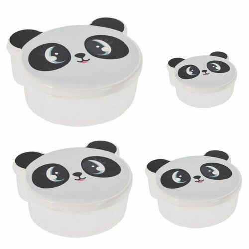 Panda gyerek uzsonnás dobozok szett, 4 db, 200 ml, 300 ml, 500 ml és 750 ml