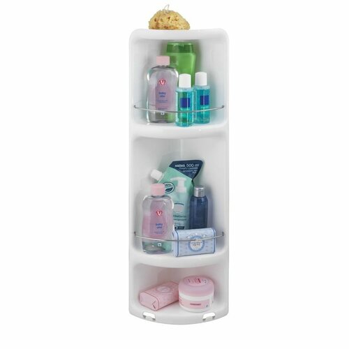 GEDY 7081 CAESAR raftă de colț cu trei rafturipentru duș 22,6 x 71 x 16 cm, plastic ABS, alb