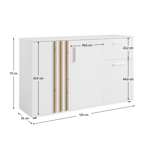 Komoda TOLIS 3D1S, biela