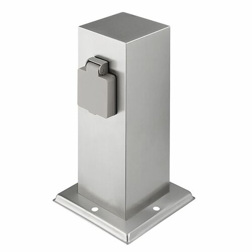 Solight PG11 Záhradný stĺpik IP44, nehrdz. oceľ, 2 zásuvky, hranol, strieborná