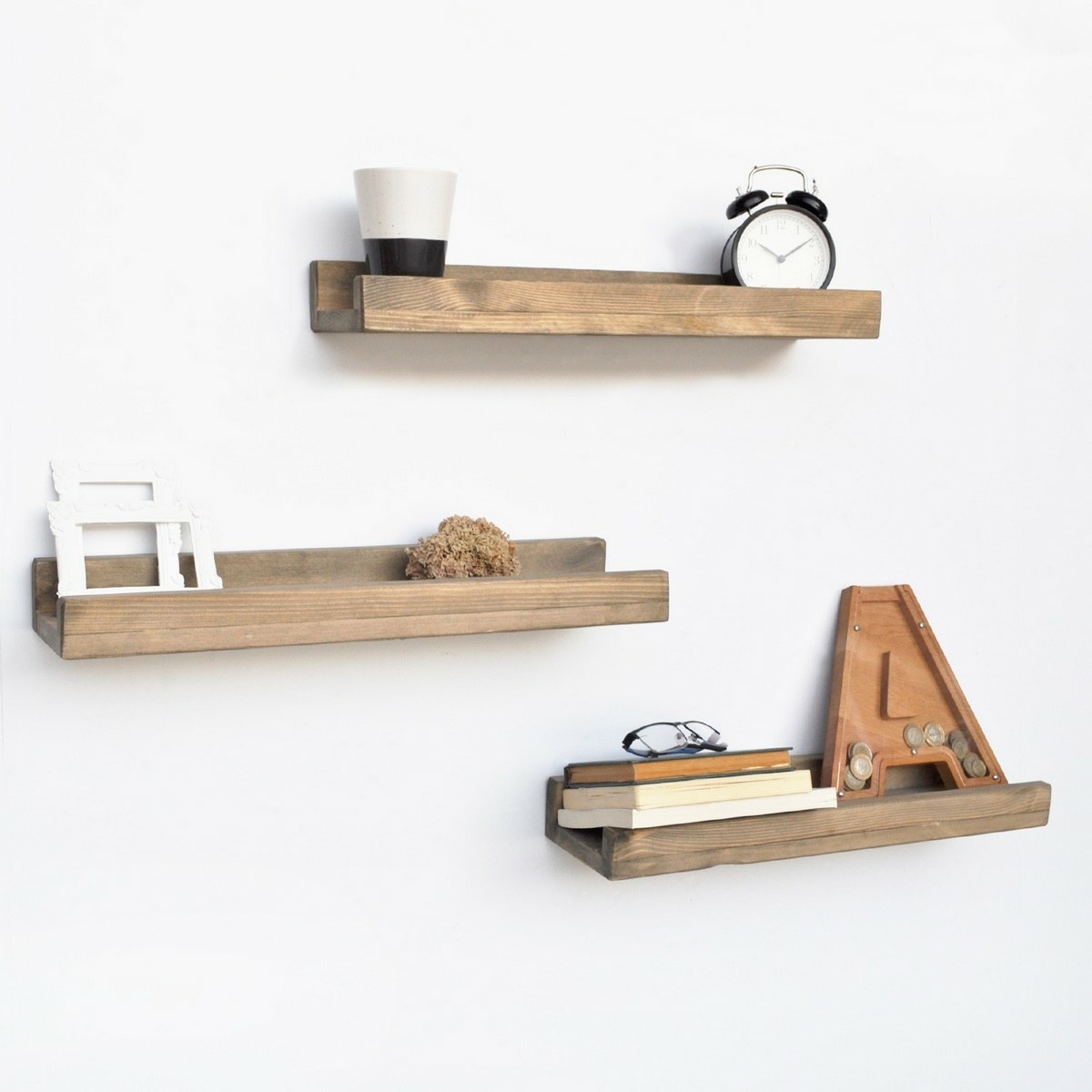 Polica Apol Walnut, 3 ks