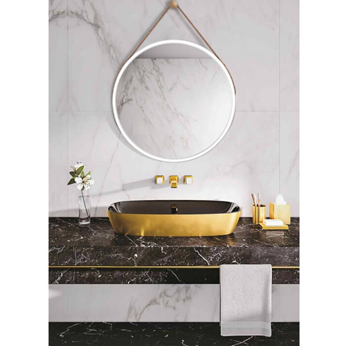 Nástenné zrkadlo Lemi s bambusovým rámom, bílá