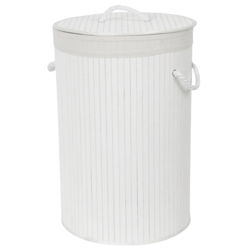 Compactor Coș pentru rufe murdare Bamboo rotund, alb