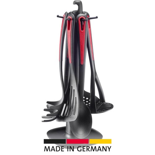 Westmark Vrtljiv stojalo s kuhinjskim priboromGALLANT, set 7 kosov, rdeča