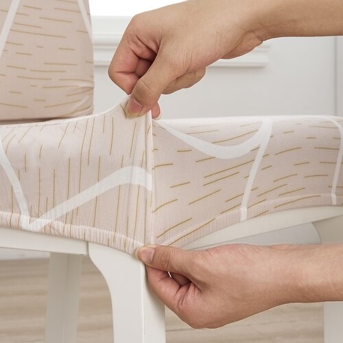 4Home Napínací potah na židli Abstract béžová, 45-50 cm, sada 2 ks