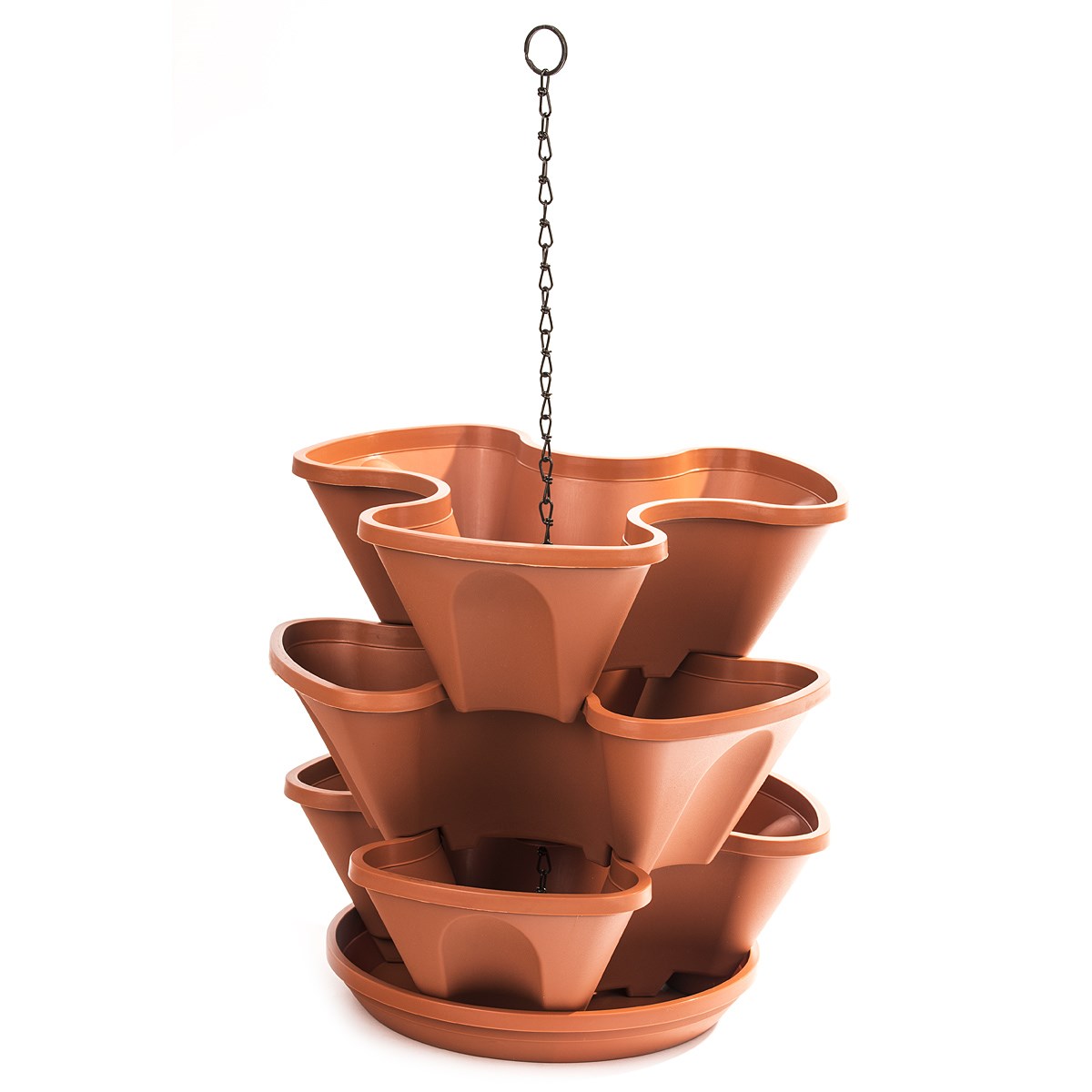 Doniczka kaskadowa wisząca dwupiętrowa, terakota, 23 cm