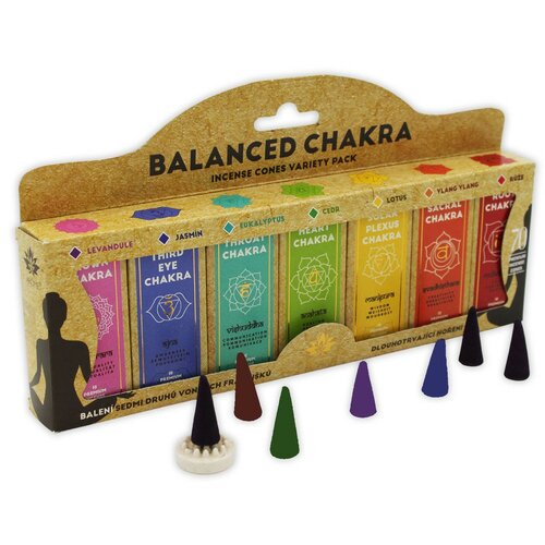 Arome Balanced Chakra Set von duftenden  Weihrauchkegelchen,  7 Stück