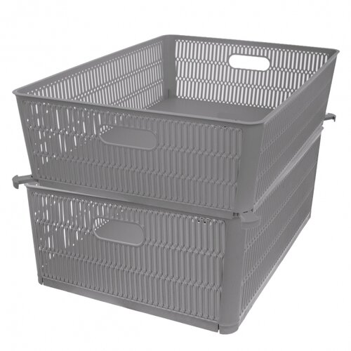 Coș de plastic stivuibil Orion NESTA, 38 x 33 x12,7 cm, gri